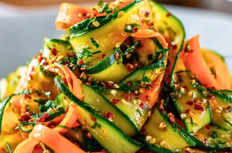 Bowl of colorful Asian Carrot Salad with fresh vegetables and dressing