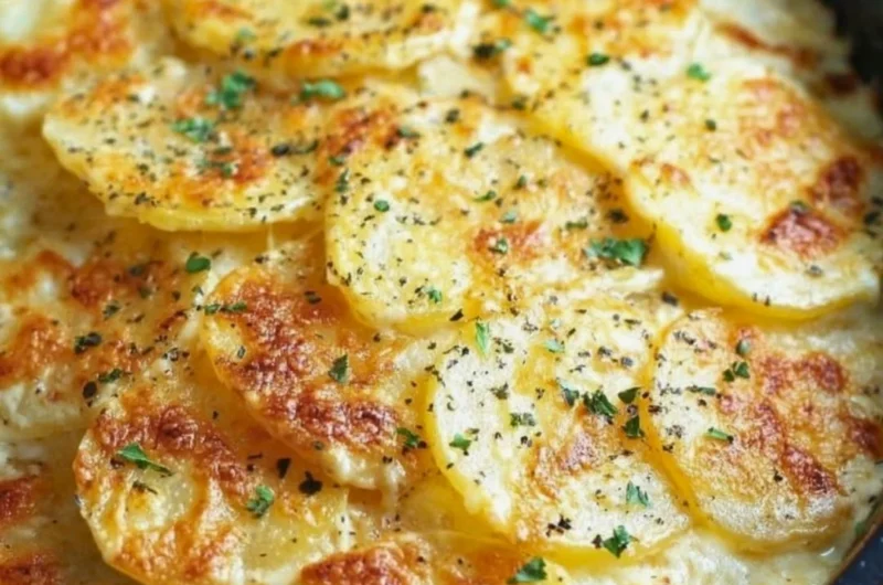 Delicious crockpot scalloped potatoes served in a bowl
