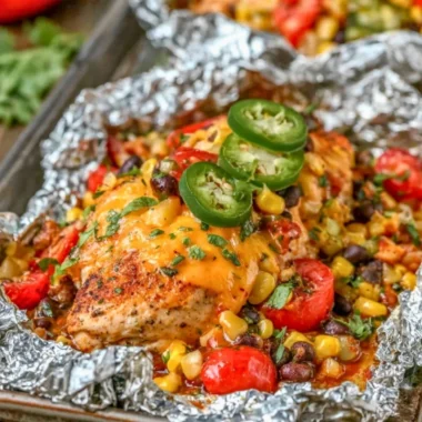 Delicious Mexican Chicken Foil Packets ready for grilling with fresh vegetables