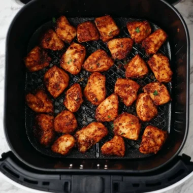 Delicious air fryer chicken bites served on a plate