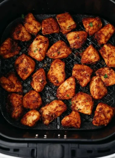 Delicious air fryer chicken bites served on a plate
