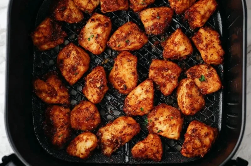 Delicious air fryer chicken bites served on a plate