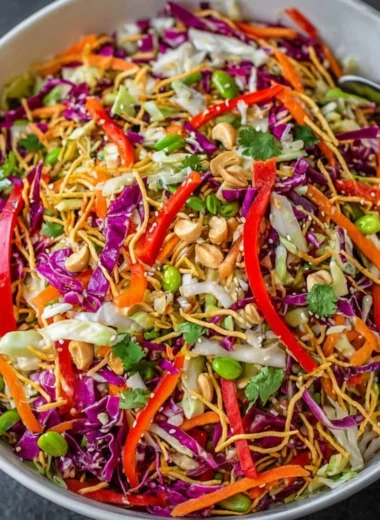 Colorful Asian Chopped Salad with fresh vegetables and flavorful dressing