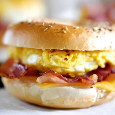 Bacon egg cheese bagel sandwich, a hearty breakfast option