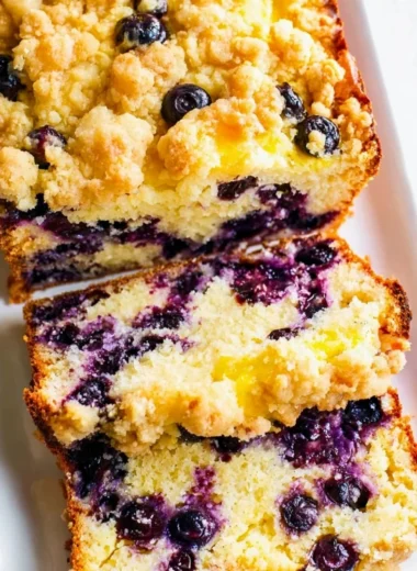 Delicious Blueberry Lemon Loaf fresh from the oven