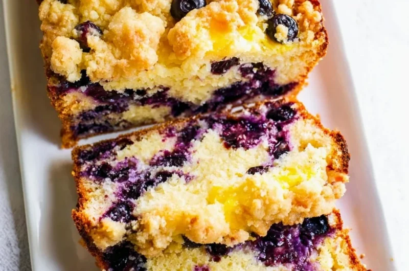 Delicious Blueberry Lemon Loaf fresh from the oven