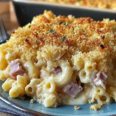 Delicious Chicken Cordon Bleu Casserole served in a baking dish