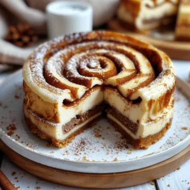 Cinnamon Roll Honeybun Cheesecake topped with cinnamon glaze and whipped cream