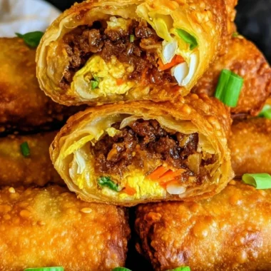 Crispy golden brown egg rolls served on a plate