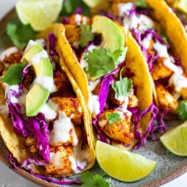 Delicious fish tacos with fresh toppings served on a plate