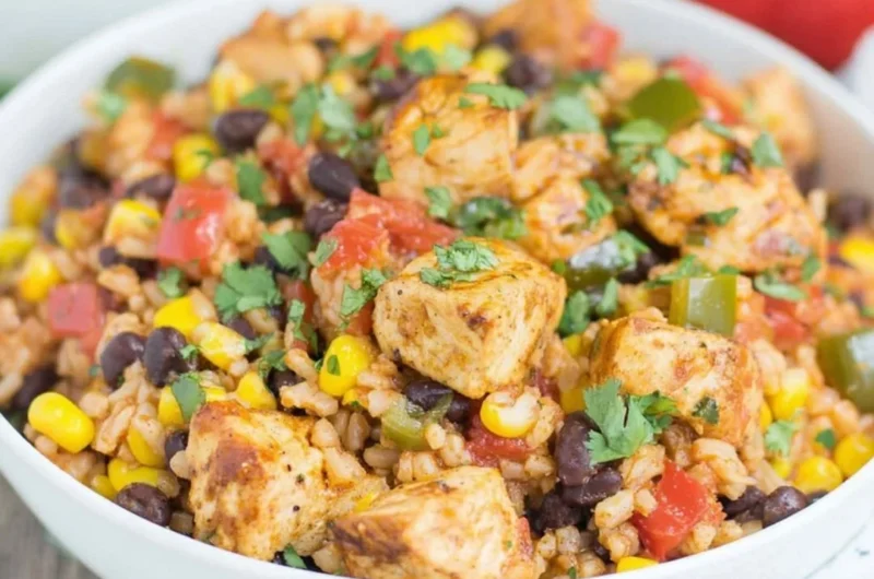 Delicious Southwest chicken and rice bowls with vibrant toppings