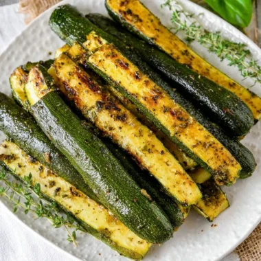 Delicious baked zucchini seasoned to perfection and ready to serve.