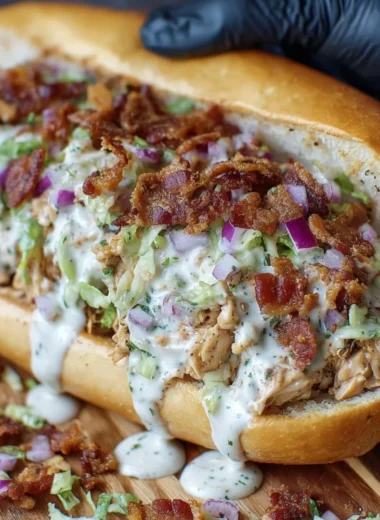 Chopped Chicken Bacon Ranch Sandwich with chicken, bacon, and ranch dressing