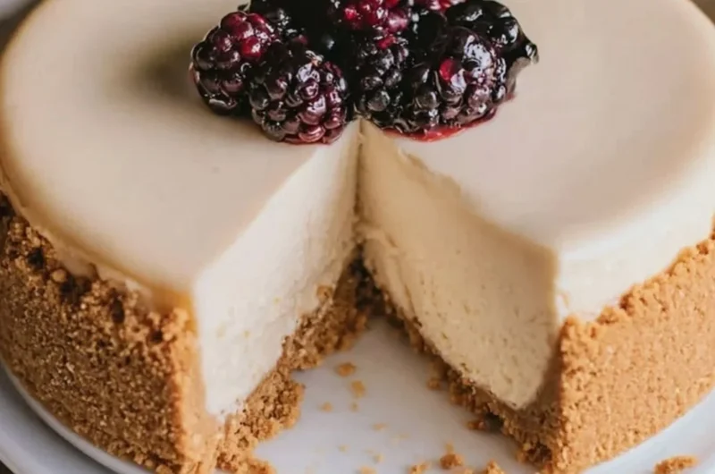 Delicious creamy Philadelphia No Bake Cheesecake served on a plate