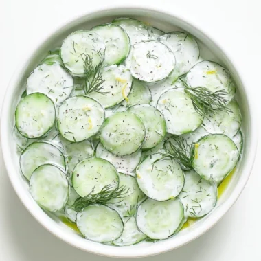 Fresh Cucumber Yogurt Salad served in a bowl with herbs and spices.