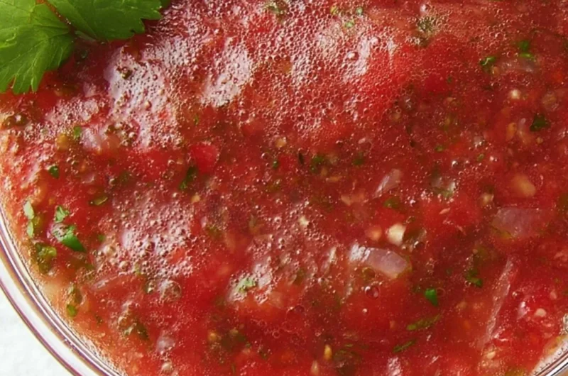 Bowl of easy homemade salsa made with fresh tomatoes, onions, and spices