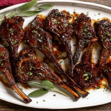 Fancy pomegranate lamb chops served on a elegant plate