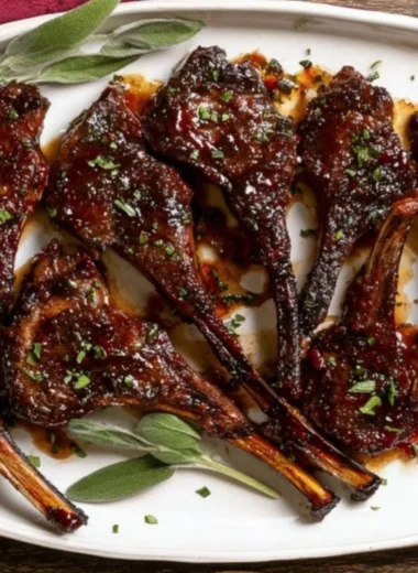 Fancy pomegranate lamb chops served on a elegant plate