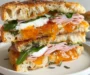 Goat Cheese and Ham Focaccia Sandwich with Apricot Jam