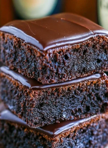 Delicious Guinness chocolate brownies topped with rich chocolate icing