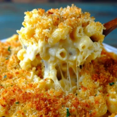 Homemade baked mac and cheese in a creamy cheese sauce