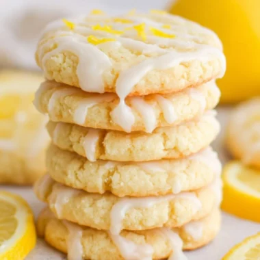 Freshly baked lemon sugar cookies on a cooling rack