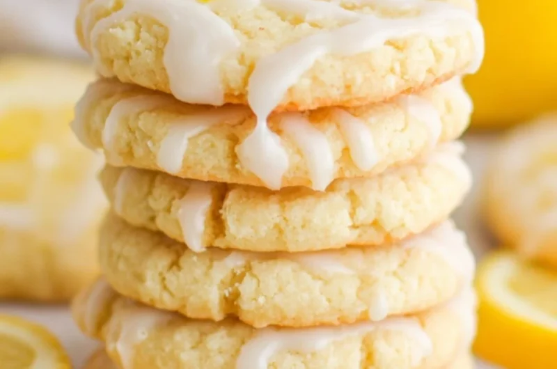 Freshly baked lemon sugar cookies on a cooling rack