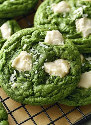 Delicious Matcha White Chocolate Cookies on a plate