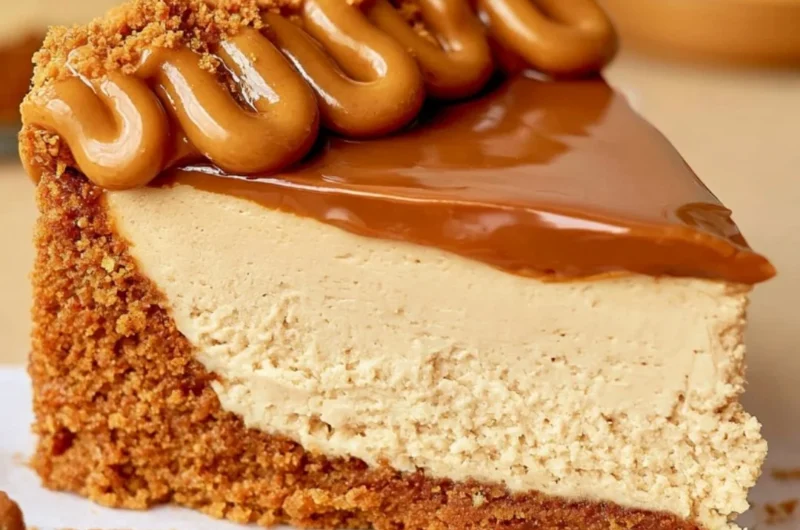 Delicious no-bake Biscoff cheesecake with a creamy texture and Biscoff cookie crust.
