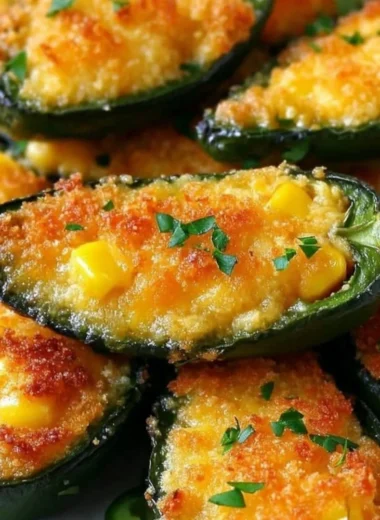 Jalapeno cornbread poppers served with dipping sauce on a wooden platter.