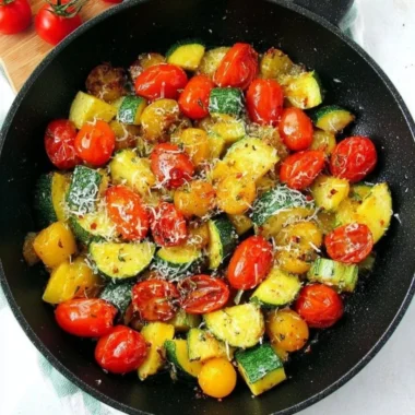Delicious sautéed summer squash dish garnished with herbs