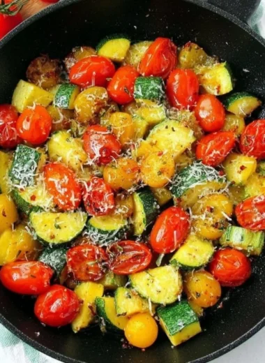 Delicious sautéed summer squash dish garnished with herbs