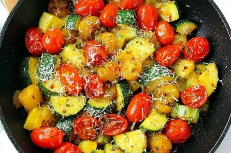 Delicious sautéed summer squash dish garnished with herbs