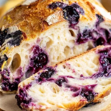 Lemon Blueberry Sourdough Bread with fresh blueberries and lemon zest