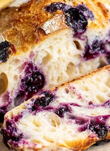 Lemon Blueberry Sourdough Bread with fresh blueberries and lemon zest