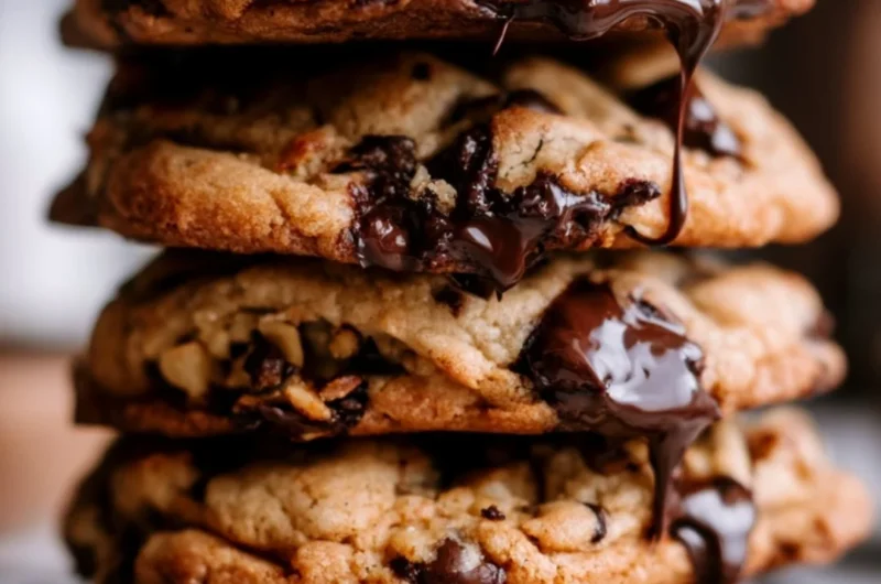 Delicious giant chocolate chip cookie fresh from the oven