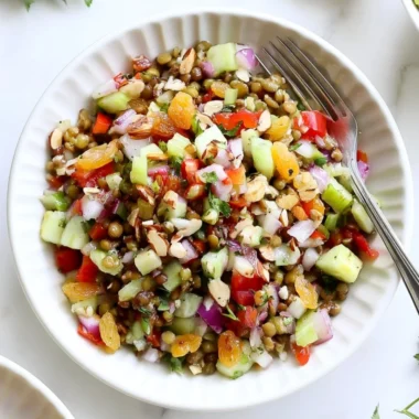 Delicious and nutritious lentil salad served in a bowl with fresh vegetables.